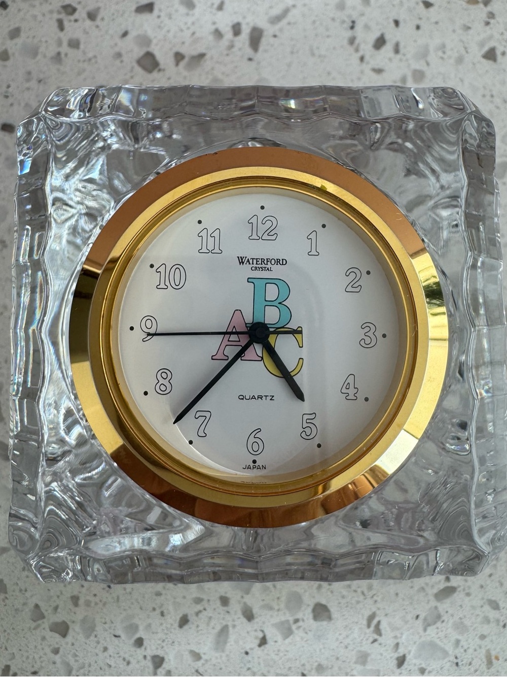 Waterford Crystal Gold Accent Desk Clock - Clear Crystal